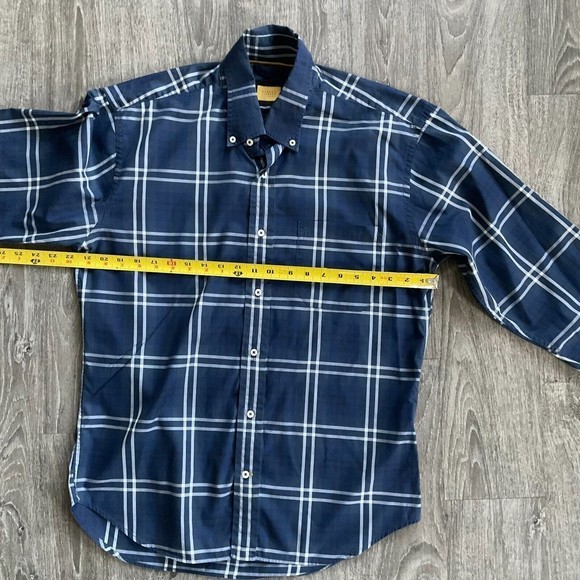 Robert Talbott Carmel Mens‎ Button Up Shirt Size L Blue Plaid Cotton Pocket - Picture 5 of 6